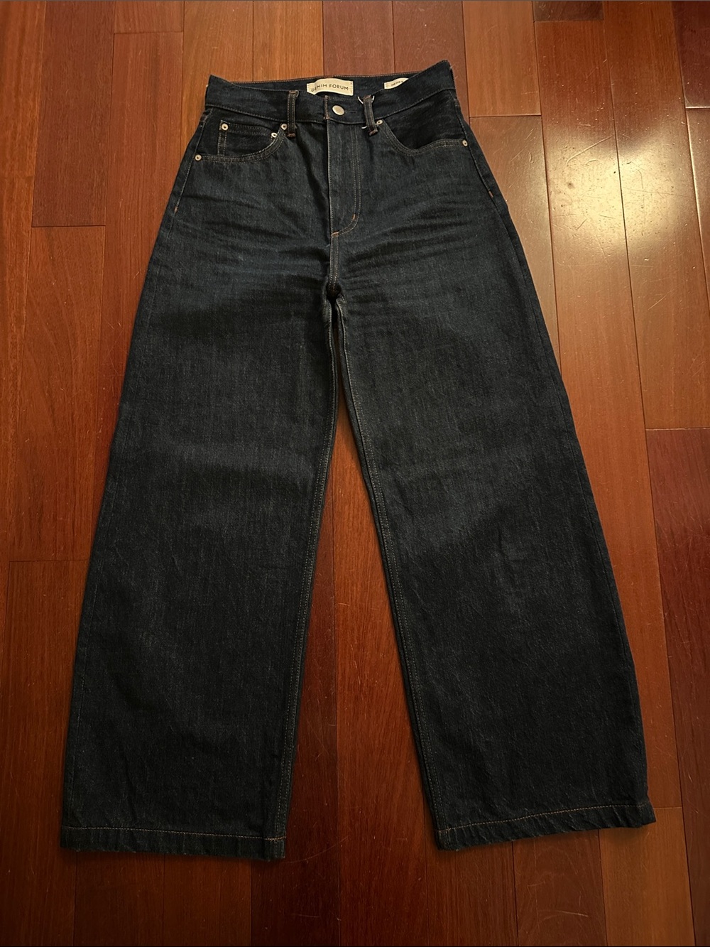 Denim Forum The Zoe Super Hi-rise Baggy Wide Leg Dark Blue Denim Jeans